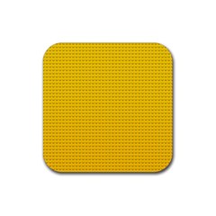 Yellow Lego Texture, Macro, Yellow Dots Background Rubber Coaster (square) by kyorashop23