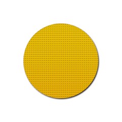 Yellow Lego Texture, Macro, Yellow Dots Background Rubber Coaster (round) by kyorashop23