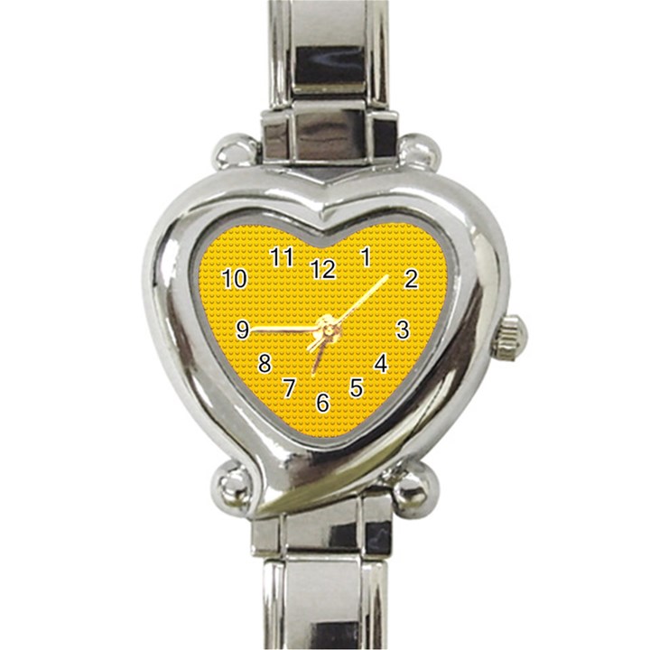 Yellow Lego Texture, Macro, Yellow Dots Background Heart Italian Charm Watch