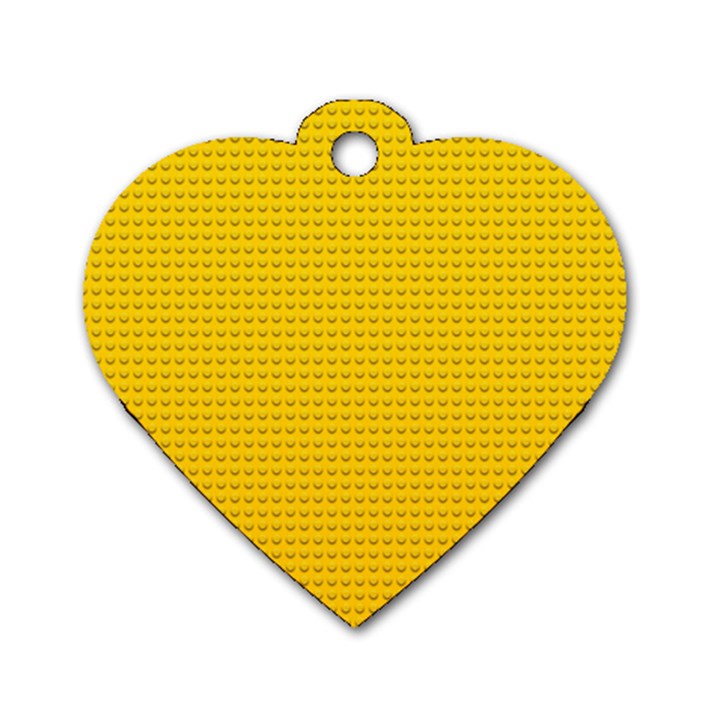 Yellow Lego Texture, Macro, Yellow Dots Background Dog Tag Heart (One Side)