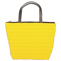 Yellow Lego Texture, Macro, Yellow Dots Background Bucket Bag by kyorashop23