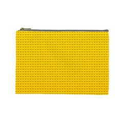 Yellow Lego Texture, Macro, Yellow Dots Background Cosmetic Bag (large) by kyorashop23