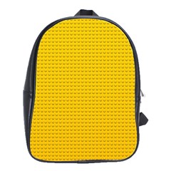 Yellow Lego Texture, Macro, Yellow Dots Background School Bag (large) by kyorashop23