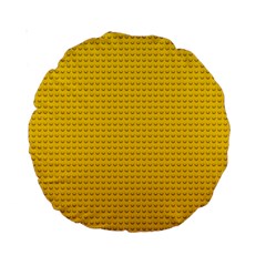 Yellow Lego Texture, Macro, Yellow Dots Background Standard 15  Premium Round Cushions by kyorashop23