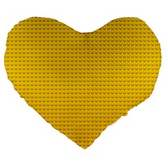 Yellow Lego Texture, Macro, Yellow Dots Background Large 19  Premium Heart Shape Cushions by kyorashop23