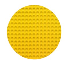 Yellow Lego Texture, Macro, Yellow Dots Background Mini Round Pill Box by kyorashop23