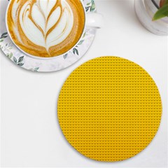 Yellow Lego Texture, Macro, Yellow Dots Background Uv Print Round Tile Coaster by kyorashop23