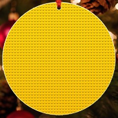 Yellow Lego Texture, Macro, Yellow Dots Background Uv Print Acrylic Ornament Round by kyorashop23