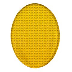 Yellow Lego Texture, Macro, Yellow Dots Background Oval Glass Fridge Magnet (4 Pack)