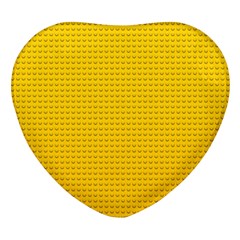 Yellow Lego Texture, Macro, Yellow Dots Background Heart Glass Fridge Magnet (4 Pack)