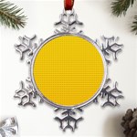 Yellow Lego Texture, Macro, Yellow Dots Background Metal Large Snowflake Ornament Front