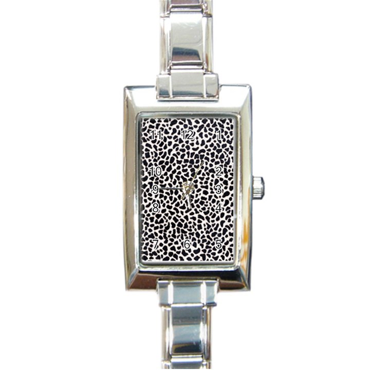 Zebra Skin, Vector Textures, White Black Background Rectangle Italian Charm Watch