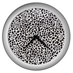 Zebra Skin, Vector Textures, White Black Background Wall Clock (Silver) Front