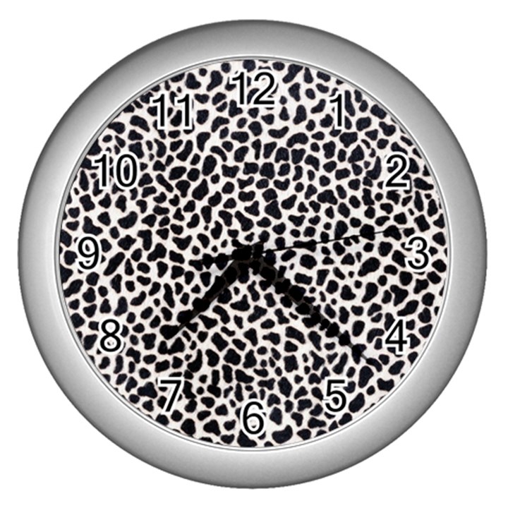 Zebra Skin, Vector Textures, White Black Background Wall Clock (Silver)