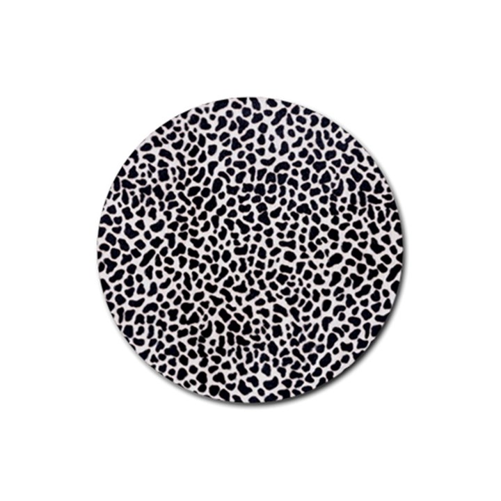 Zebra Skin, Vector Textures, White Black Background Rubber Coaster (Round)