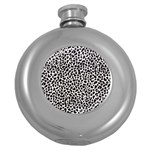 Zebra Skin, Vector Textures, White Black Background Round Hip Flask (5 oz) Front