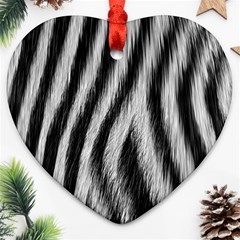 Zebra Texture, Zebra Wool, White Black Background Ornament (heart)