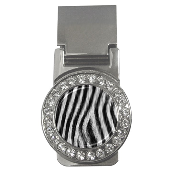 Zebra Texture, Zebra Wool, White Black Background Money Clips (CZ) 