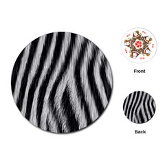 Zebra Texture, Zebra Wool, White Black Background Playing Cards Single Design (round)