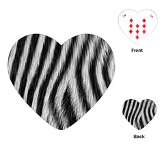 Zebra Texture, Zebra Wool, White Black Background Playing Cards Single Design (heart)