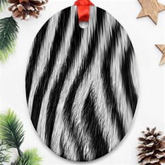 Zebra Texture, Zebra Wool, White Black Background Oval Ornament (two Sides)