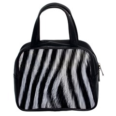 Zebra Texture, Zebra Wool, White Black Background Classic Handbag (two Sides) by kyorashop23