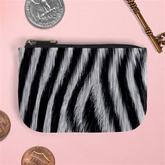 Zebra Texture, Zebra Wool, White Black Background Mini Coin Purse by kyorashop23