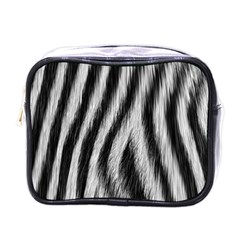 Zebra Texture, Zebra Wool, White Black Background Mini Toiletries Bag (one Side) by kyorashop23