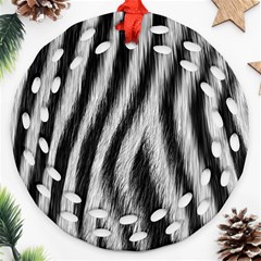 Zebra Texture, Zebra Wool, White Black Background Ornament (round Filigree)