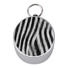 Zebra Texture, Zebra Wool, White Black Background Mini Silver Compasses by kyorashop23