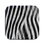 Zebra Texture, Zebra Wool, White Black Background Square Metal Box (Black) Front