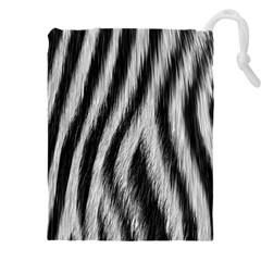 Zebra Texture, Zebra Wool, White Black Background Drawstring Pouch (4xl) by kyorashop23