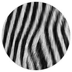 Zebra Texture, Zebra Wool, White Black Background Round Trivet by kyorashop23