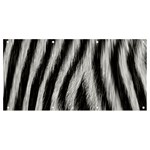 Zebra Texture, Zebra Wool, White Black Background Banner and Sign 8  x 4  Front