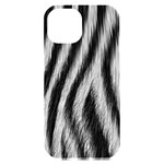 Zebra Texture, Zebra Wool, White Black Background iPhone 15 Plus Black UV Print PC Hardshell Case Front