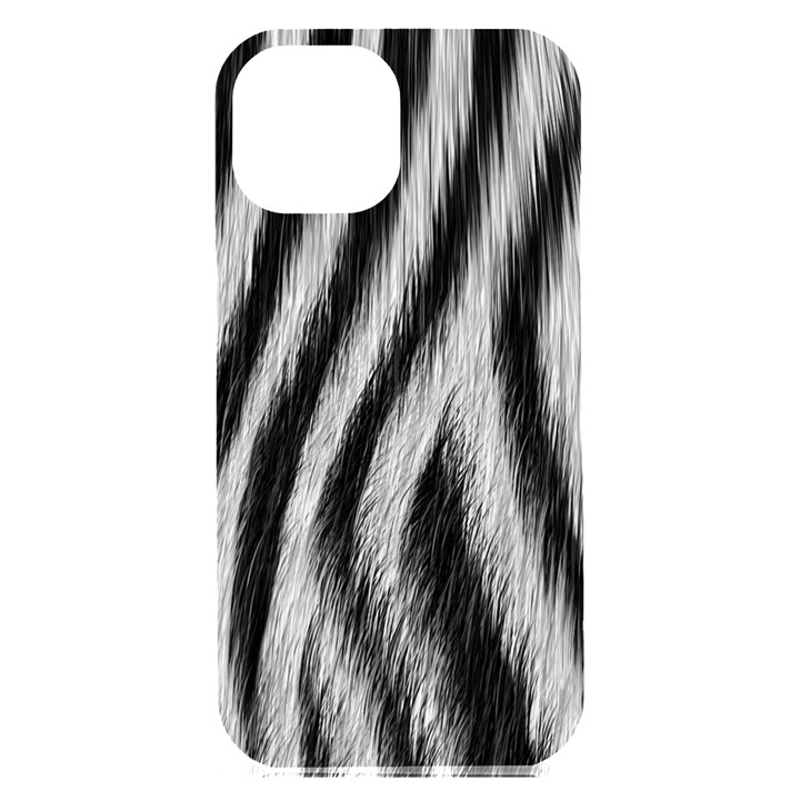 Zebra Texture, Zebra Wool, White Black Background iPhone 15 Plus Black UV Print PC Hardshell Case