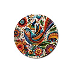 Madhubani Art A Rubber Coaster (round) by BellaVistaTshirt02