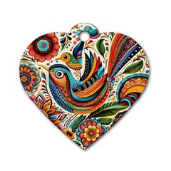 Madhubani Art A Dog Tag Heart (two Sides) by BellaVistaTshirt02