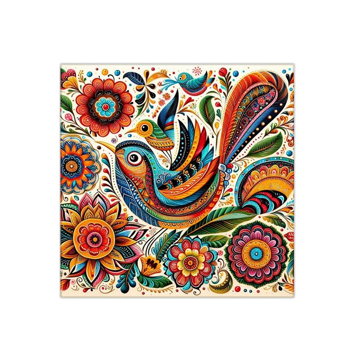 Madhubani Art A Satin Bandana Scarf 22  x 22 