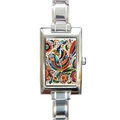 Madhubani Art A Rectangle Italian Charm Watch by BellaVistaTshirt02