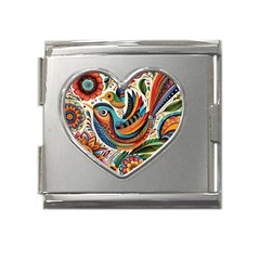 Madhubani Art A Mega Link Heart Italian Charm (18mm)