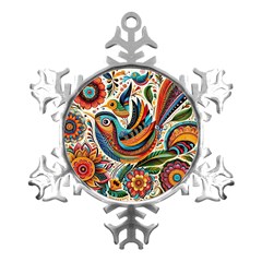 Madhubani Art A Metal Small Snowflake Ornament by BellaVistaTshirt02