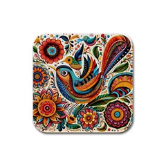 Madhubani Art A Rubber Square Coaster (4 Pack)