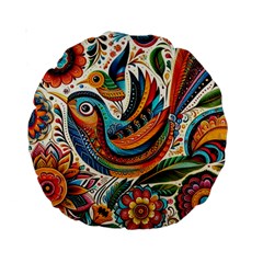 Madhubani Art A Standard 15  Premium Round Cushions