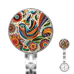 Madhubani Art A Stainless Steel Nurses Watch by BellaVistaTshirt02