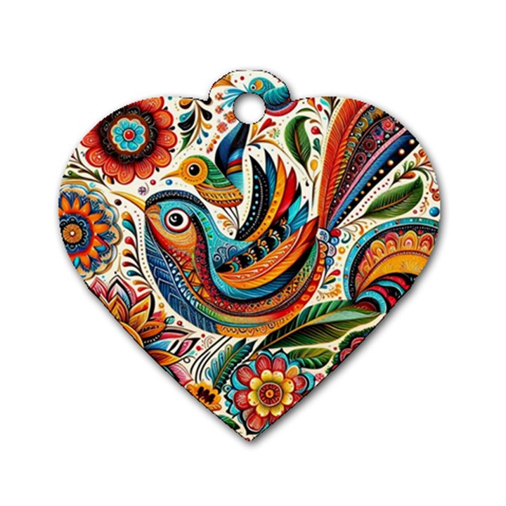 Madhubani Art A Dog Tag Heart (One Side)