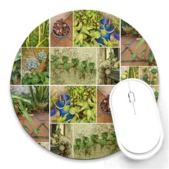 Garden Sanctuary Photo Collage Print Round Mousepad by dflcprintsclothing