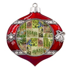 Garden Sanctuary Photo Collage Print Metal Snowflake And Bell Red Ornament by dflcprintsclothing