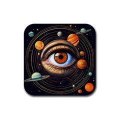 Eye Of The Universe (ai) Rubber Square Coaster (4 Pack) by dflcprintsclothing