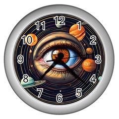 Eye Of The Universe (ai) Wall Clock (silver) by dflcprintsclothing